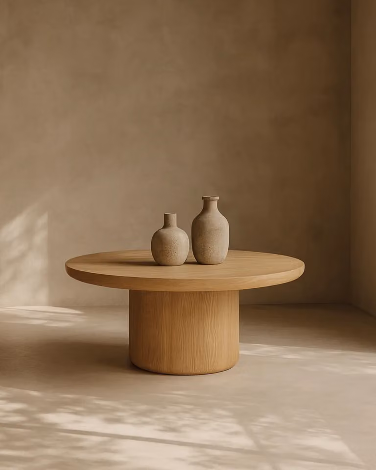 Tommy Franks Berwick Round Coffee Table in Ash Oak and Beige