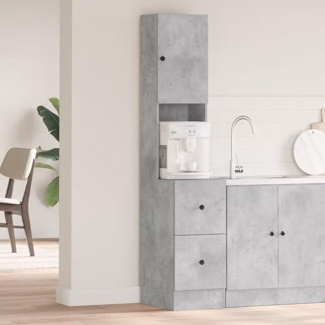 Berkfield Home Modern Kitchen Tall Cabinet in Concrete Grey, W/D/H: 35 x 50 x 180 cm