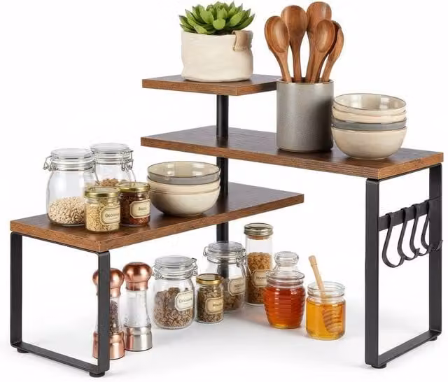 Nordara Brown 3-Tier Rustic Corner Shelf, W/D/H: 40.0 x 63.0 x 63.0 cm