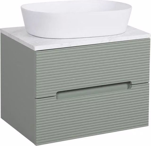 Bathroom Kingdom Monza Green and Grey Fluted Wall Hung Vanity Basin, Width: 60 cm