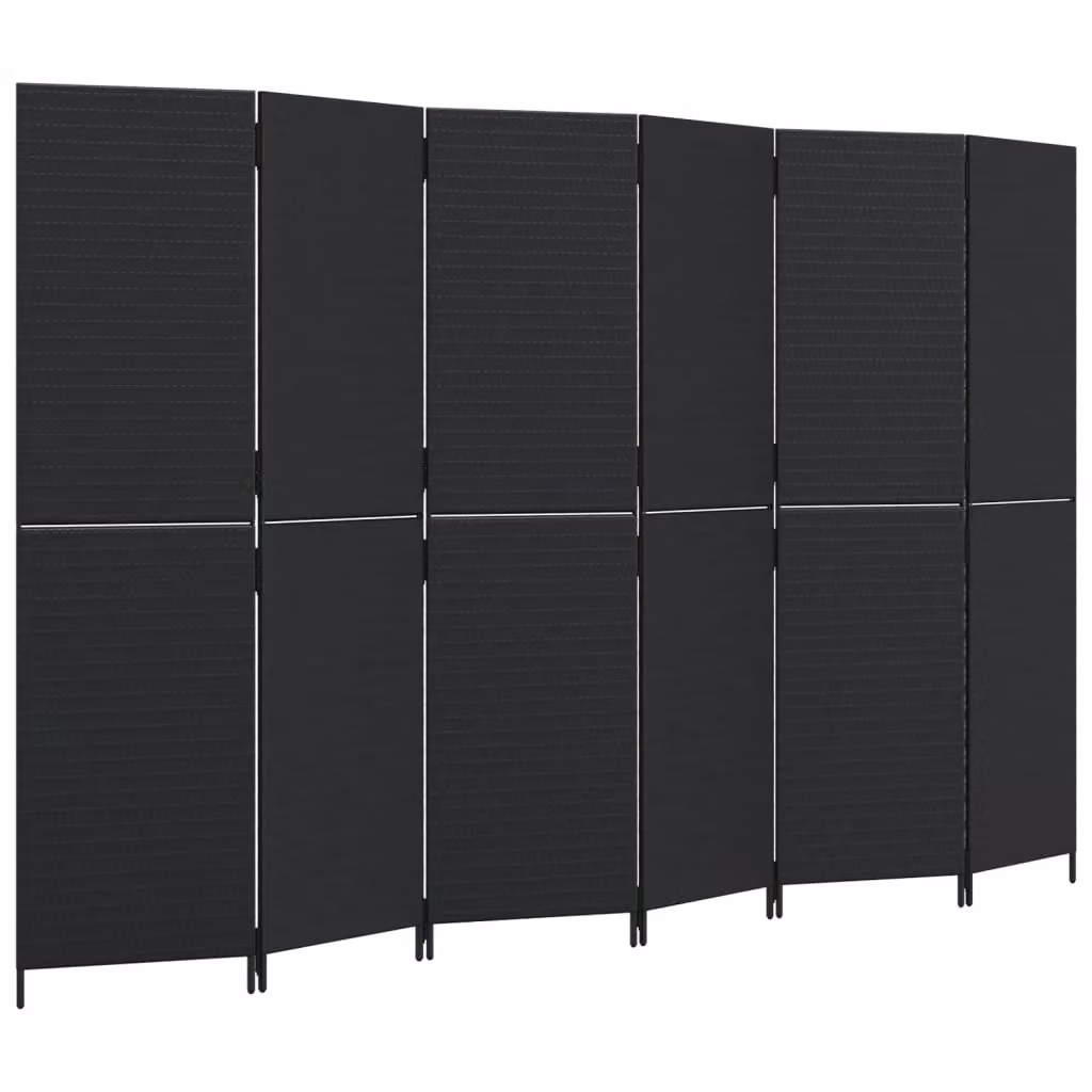 Berkfield Home 6 Panel Black Poly Rattan and Steel Room Divider – 2