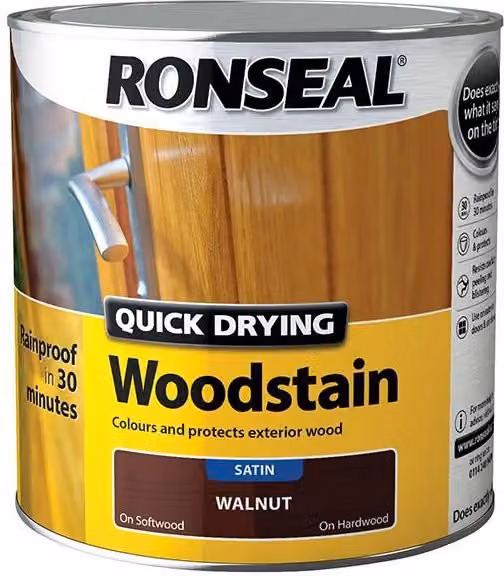 Ronseal Quick Drying Woodstain in Satin Walnut, 0.75 l