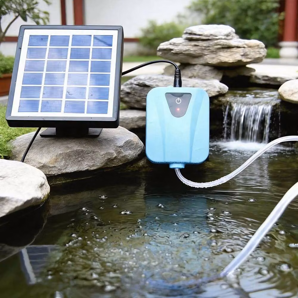 FLAVORA Solar Power Pond Water Oxygenator Aerator Pump, Blue, W: 100 cm, D: 15 cm – 5