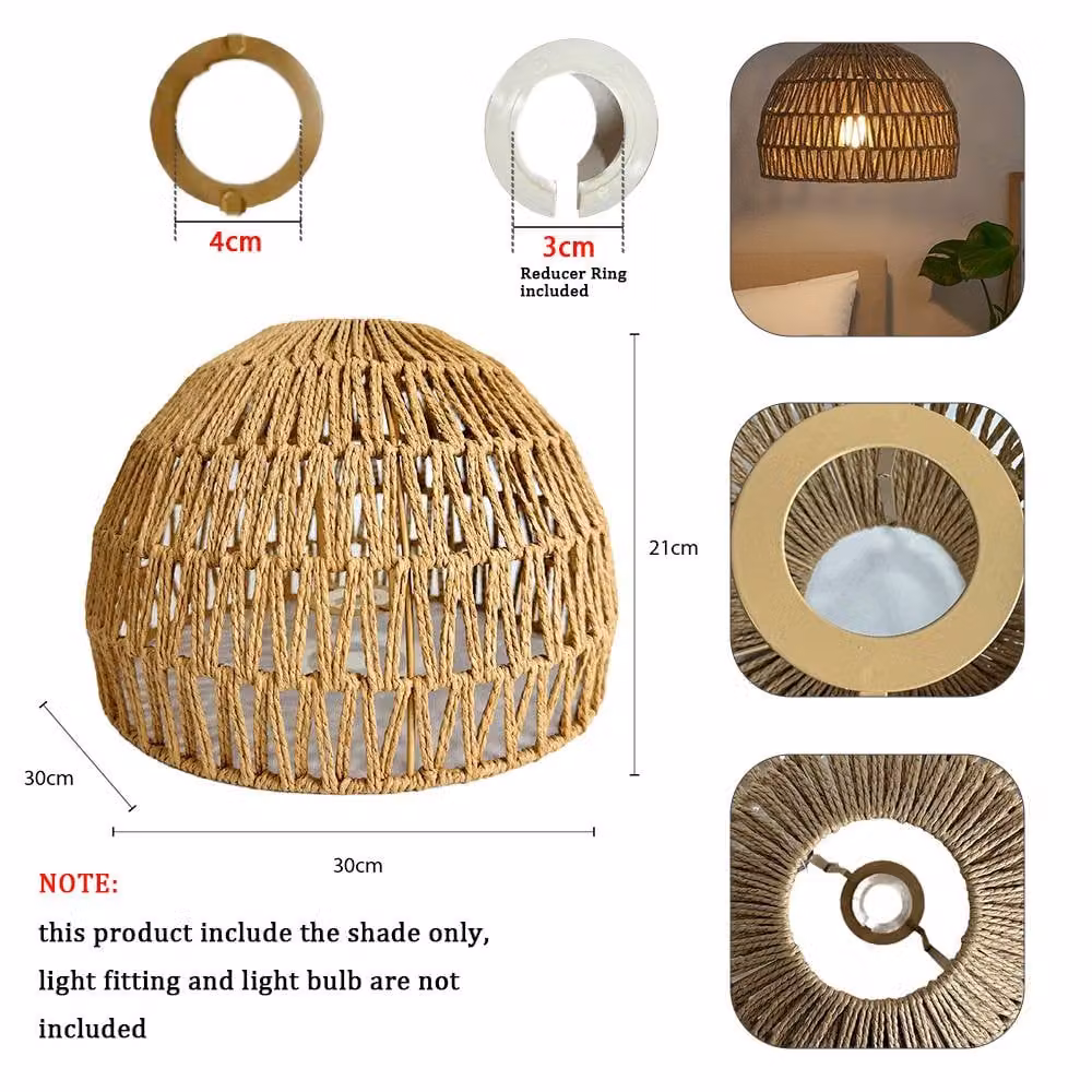 Voltico Handmade Brown Jute Rope Round Pendant Lampshade, Diameter: 28 cm – 3