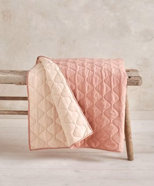 Mamas & Papas Reversible Pink Wave Cotton Baby Quilt, 3.0 Tog
