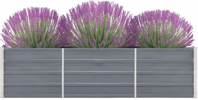 Berkfield Home Garden Grey Galvanised Steel Raised Bed W/D/H: 240 x 40 x 45 cm – 1