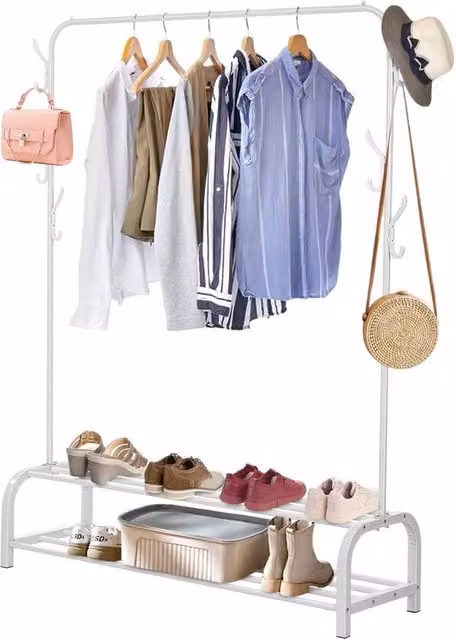 FORGEVIO White Heavy Duty Metal Clothes Rail and Garment Hanging Rail – 1
