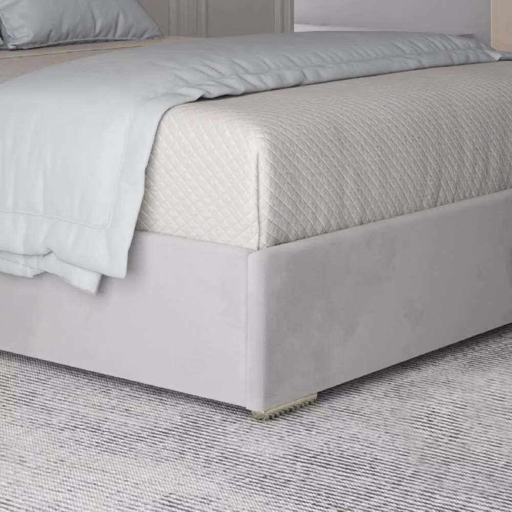 Casani Embleton Double Upholstered Velvet Bed Frame in Grey with Metal Details, W/D/H: 140 x 200 cm – 3