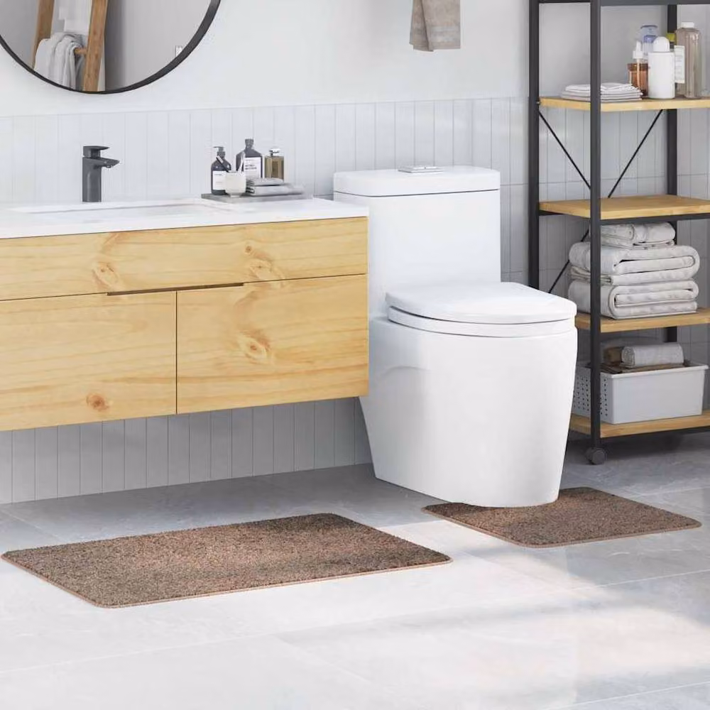 Berkfield Home 2 Piece Non-Slip Brown Bath Mat Set – 2