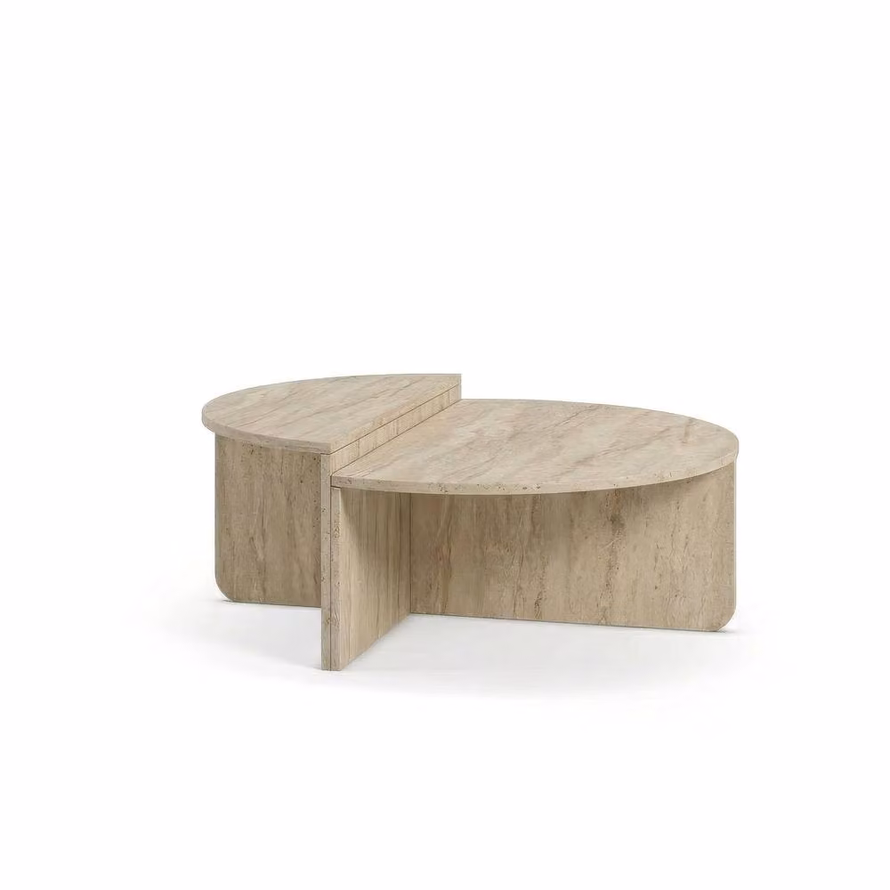 Decortie Aloeva D-Shape Modular Coffee Table Set of 2 in Beige – 2
