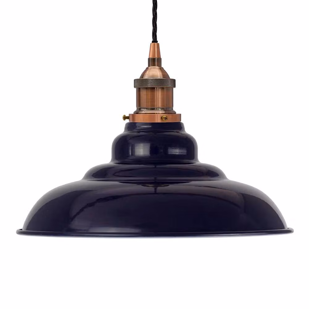 SE Home St Edmund's Navy Blue Pendant Light with Antique Copper and Black Twisted Detail – 2