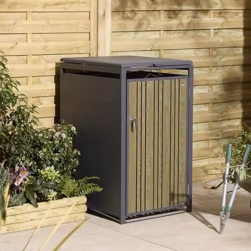 Rowlinsons Wimbledon Single Bin Store in Grey Coated Steel, W: 68.0 cm, D: 30.0 cm, H: 116.5 cm – 1