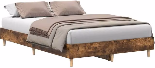 Berkfield Home Small Double Bed Frame in Smoked Oak Brown, W/D/H: 120 x 200 cm – 1