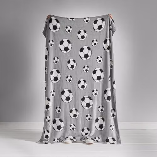 Catherine Lansfield Kids Football Fleece Throw, Grey, W: 120 cm, L: 150 cm – 3