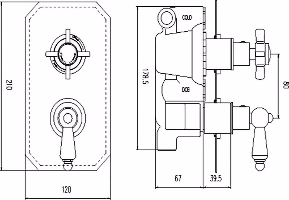 Balterley Traditional Concealed Twin Thermostatic Shower Valve with Two Handles in Silver Chrome – 2