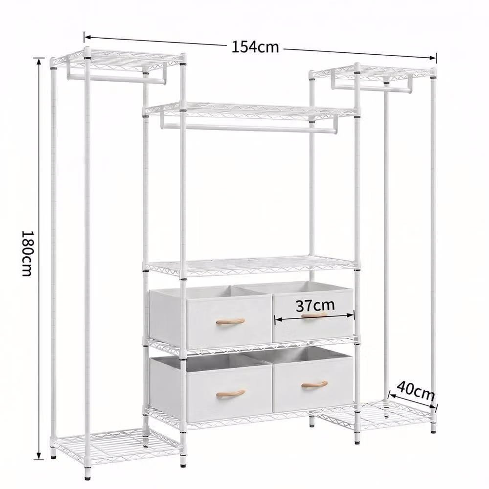 ERGOVEXA Heavy Duty Large Metal Wardrobe Clothes Rail Garment Rack in White – 2