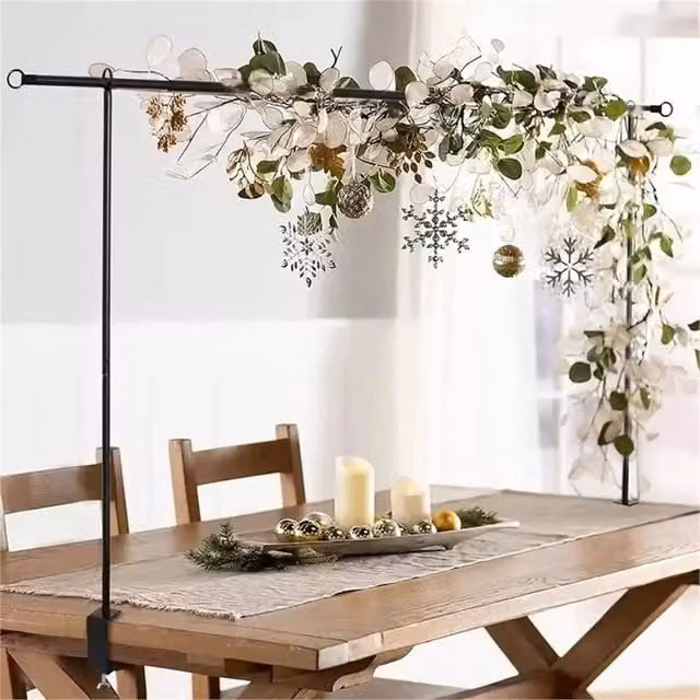 Nordara Adjustable Over Table Rod Stand 47-98 inch Black Metal with Clamps