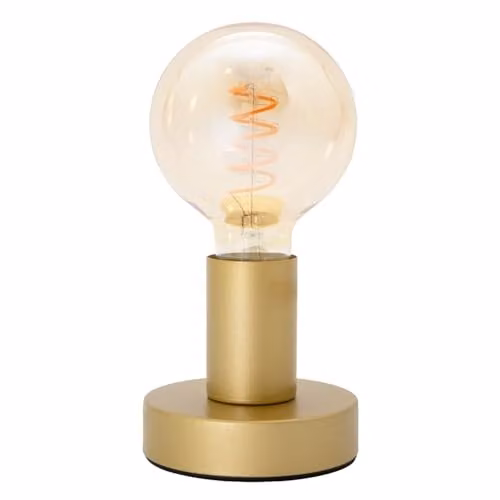 Happy Homewares Gold Metal Bulb Holder Table Lamp, H 19 cm x W 10 cm x D 10 cm