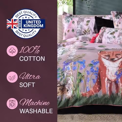 House of Norris Forest At Twilight Double Duvet Cover and Pillowcase Set, 200 Thread Count 100% Cotton, Multicolour, Duvet Cover: 140 x 200 cm, Pillowcase: 50 x 75 cm – 6