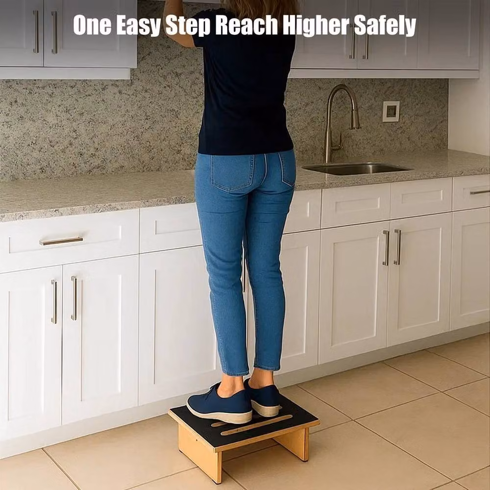 PAWNORA Non-Slip Wooden Step Stool in Black with Rubber Feet – 5