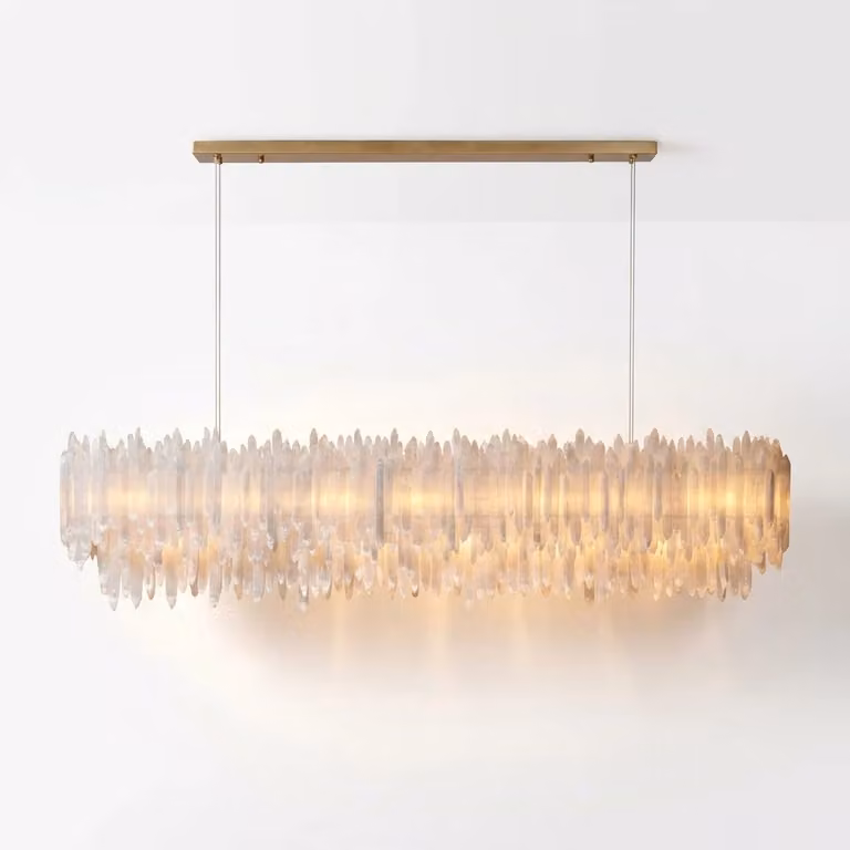 Araco Lumière Radiant Marlowe Selenite Pendant Light in White and Gold/Brass