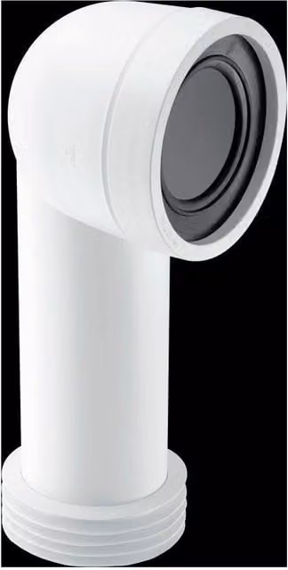 McAlpine WC-CON8 90 Degree Bend Adjustable Length Rigid Plastic WC Connector in White
