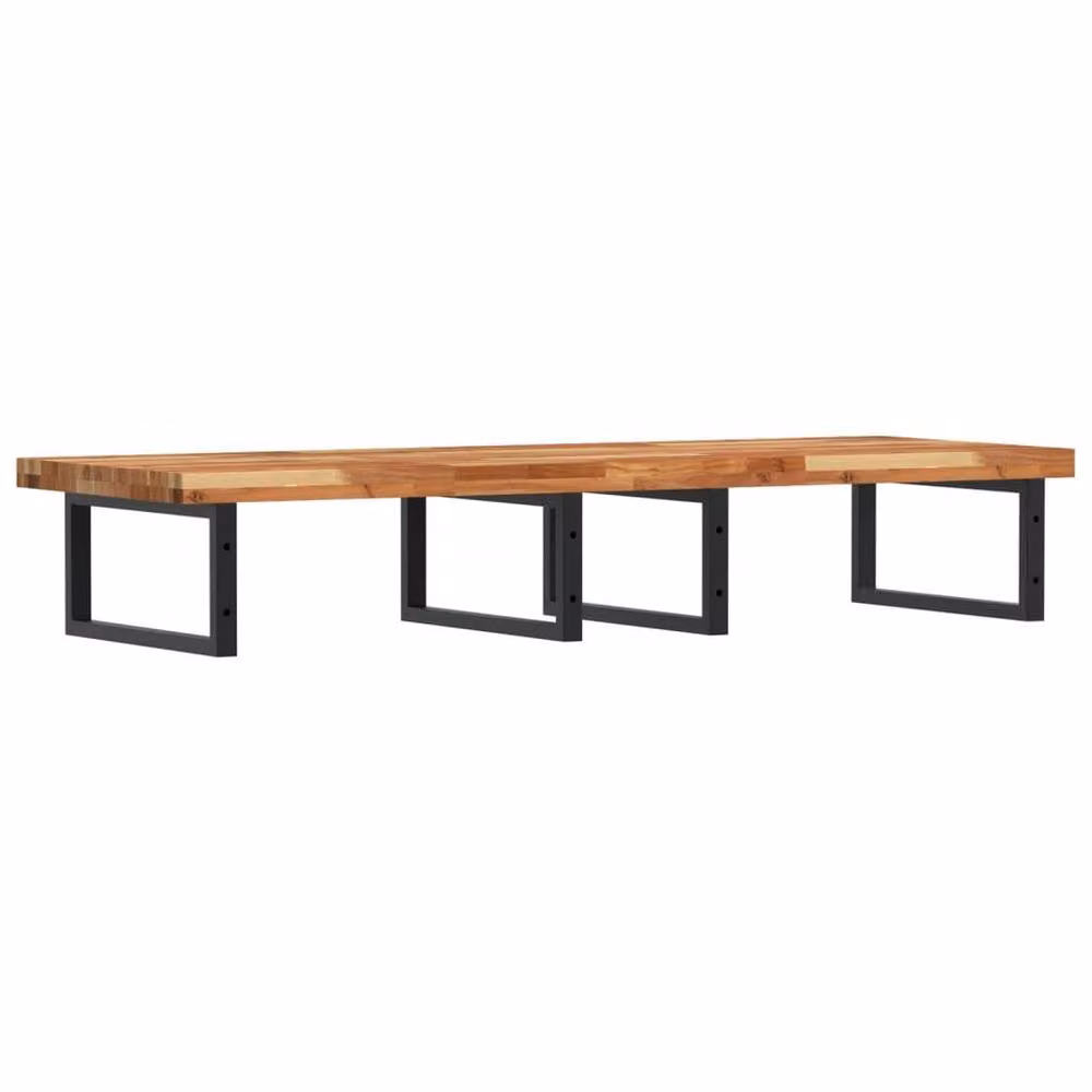 Berkfield Home Wall Mounted Basin Shelf in Brown Acacia Wood and Steel – 2