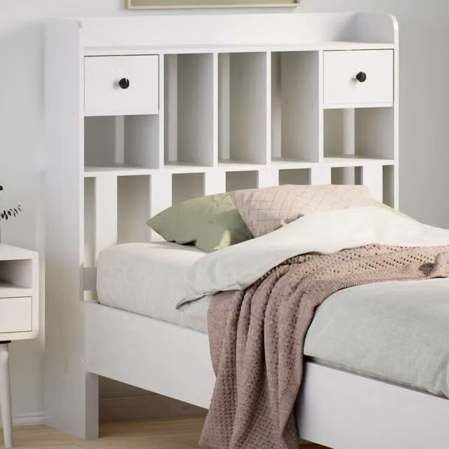 Berkfield Home White Solid Wood Pine Headboard with Storage, Width: 75 cm – 1