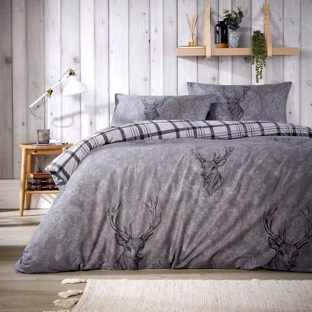 NewEdgeBlinds Grey Animal Print Cotton and Polyester Duvet Set, 140 x 200 cm
