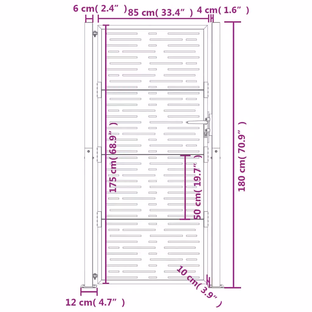 Berkfield Home Anthracite Steel Garden Gate, W: 105 cm, H: 180 cm – 5