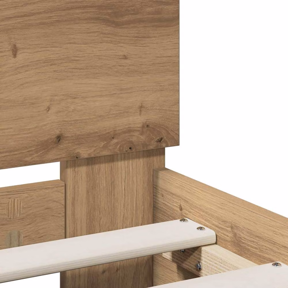 Berkfield Home Artisan Oak Bed Frame in Brown, W/D/H: 120 x 190 x 70 cm – 3