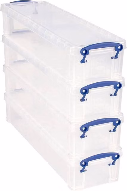 FORGEVIO Stackable Plastic Storage Box with Lid, Transparent, W/D/H: 50.0 x 35.5 x 35.5 cm