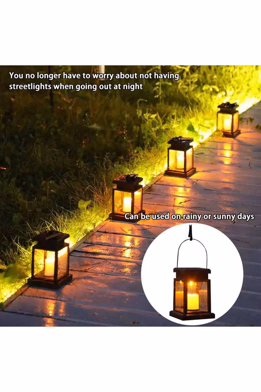KDMD Solar Hanging Lantern Candle Light, Waterproof Clip-on, Warm White, Black – 5