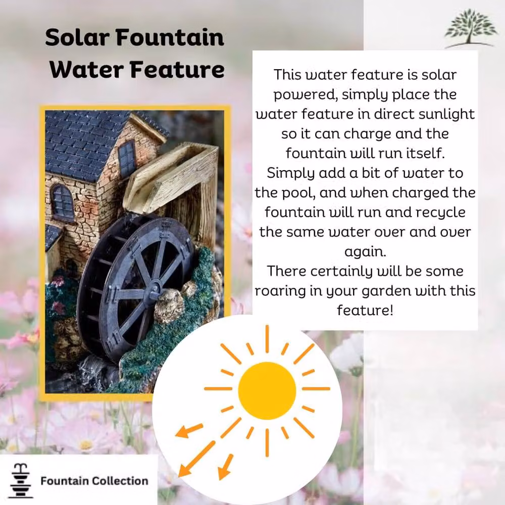 Marco Paul Solar Powered Multicolour Water Mill Tabletop Fountain – 6