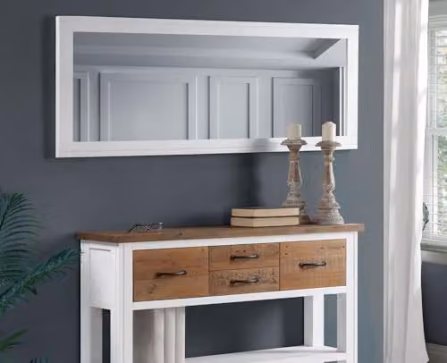 Baumhaus Splash of White Extra Long Rectangular Wall Mirror, White, H 165 cm x W 55 cm x D 1 cm