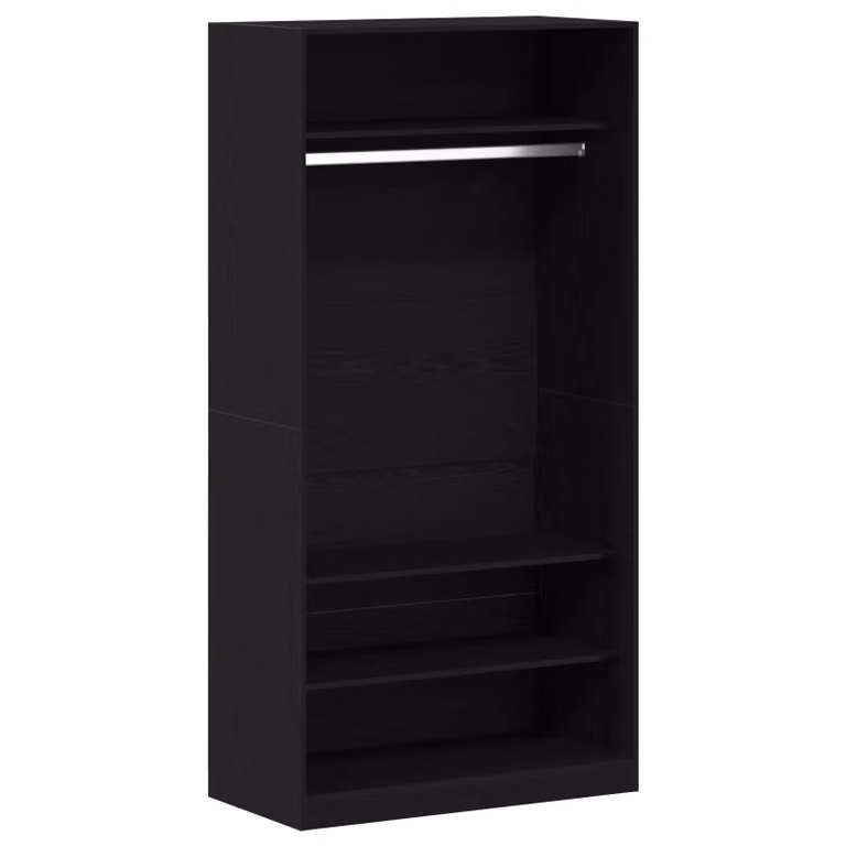 Berkfield Home Black Modern Wardrobe with Hinged Doors and Integrated Drawers, W/D/H: 100 x 50 x 200 cm