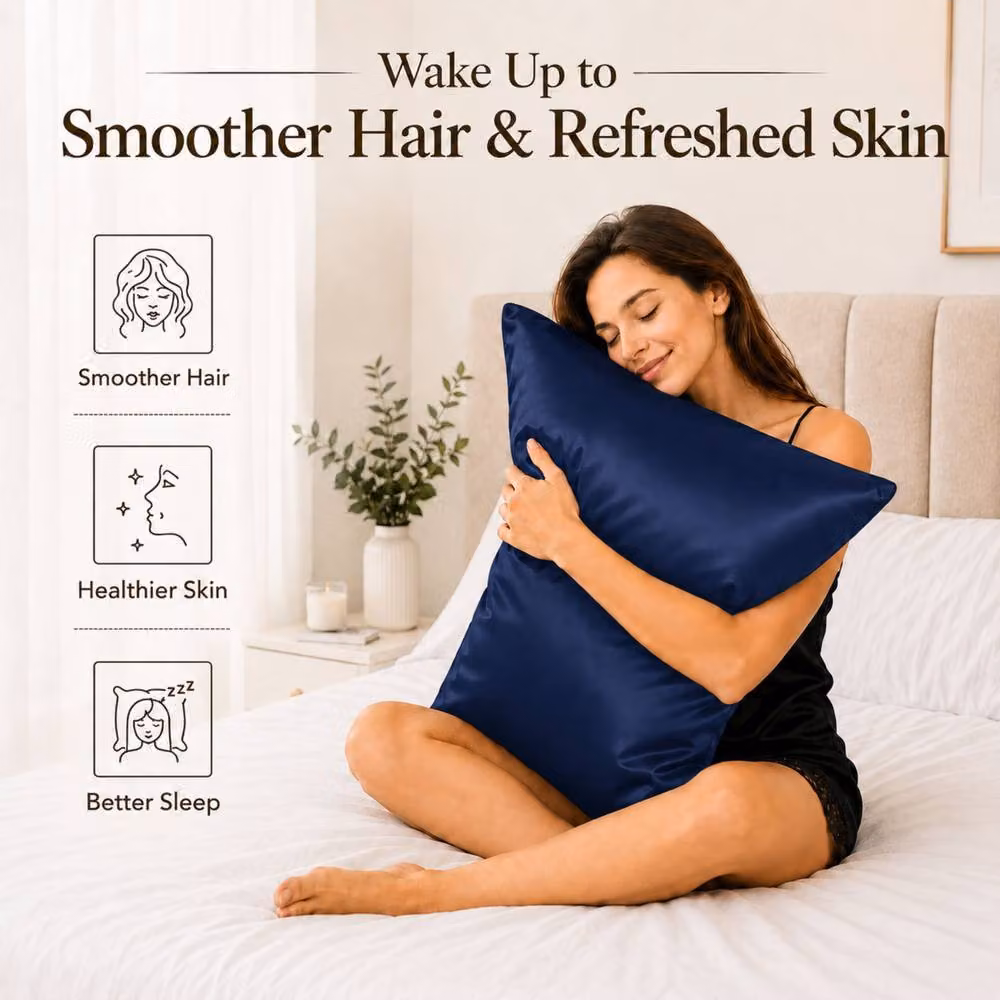 Pamposh Luxury Mako Satin Silk Pillowcase Set of 6 in Blue – 2