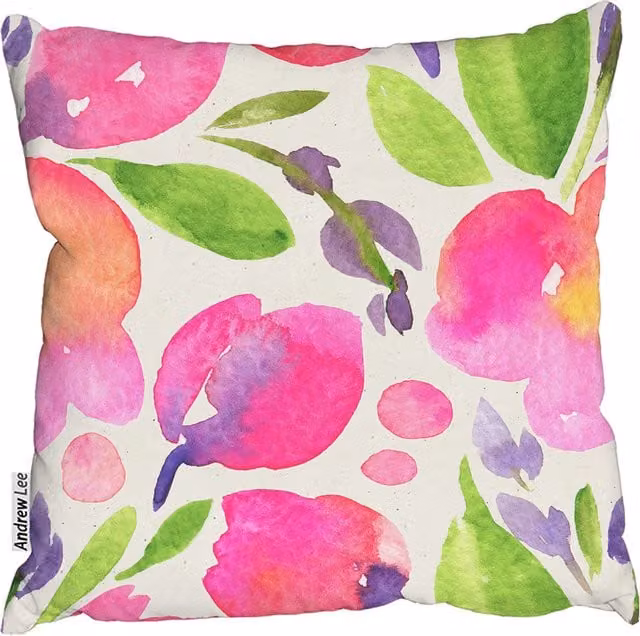 Andrew Lee Botanical Floral Square Cushion, Pink, W: 60 cm x D: 60 cm x H: 1 cm