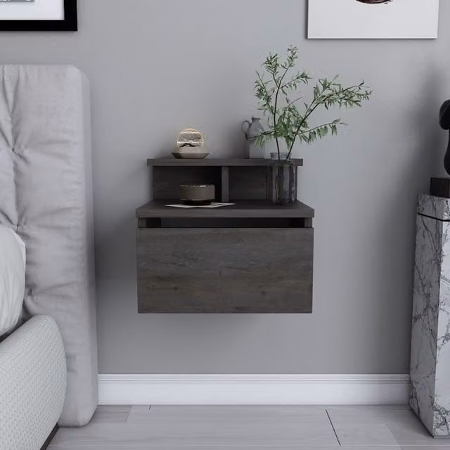 Decorotika Aleph Floating Bedside Table in Anthracite Grey