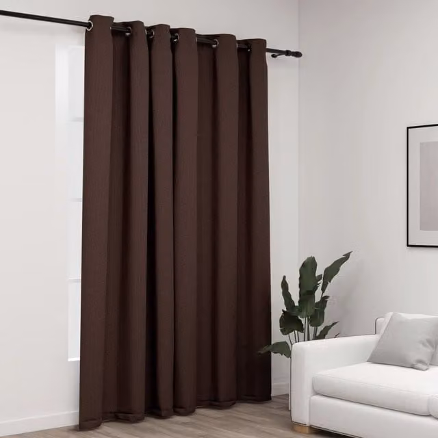 Berkfield Home Linen-Look Blackout Curtain with Eyelets, Taupe, W: 290 cm, H: 245 cm
