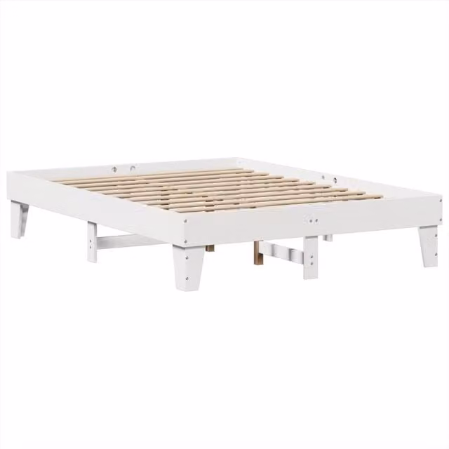 Berkfield Home Solid Wood King Size Bed Frame in White, W/D/H: 153.5 x 203.5 x 36.0 cm – 1