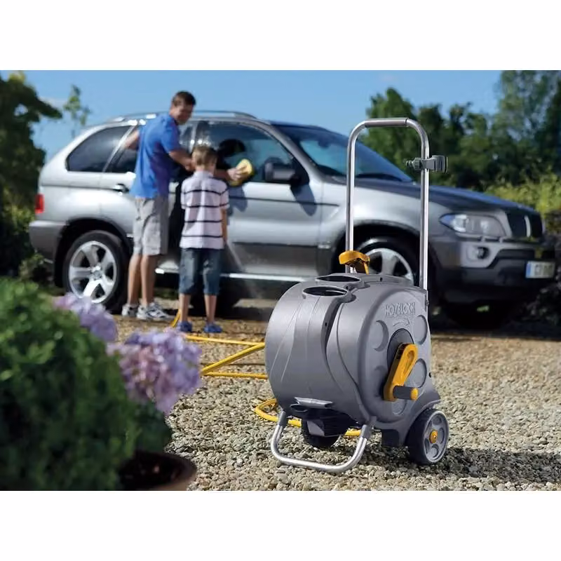 Hozelock 2416 Freestanding Compact Hose Reel with 30m of 12.5mm Hose in Grey and Multicolour – 2