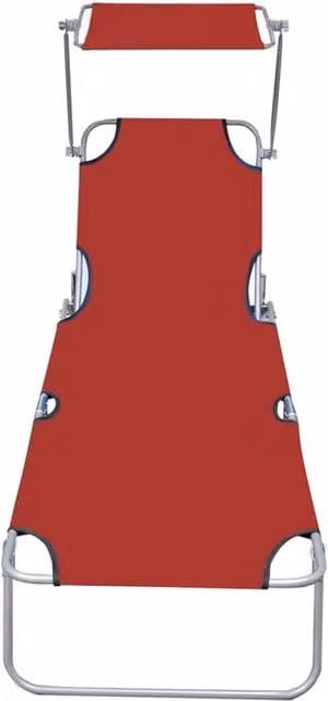 Berkfield Home Red Folding Sun Lounger with Canopy and Powder Coated Aluminium Frame