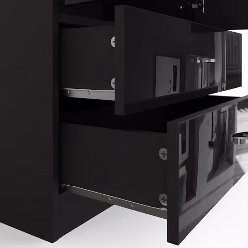 FWStyle Chilton Black Gloss 2 Door 2 Drawer Combination Wardrobe with Hanging Rail and Soft Close Doors, H180 x W80 x D50 cm – 3
