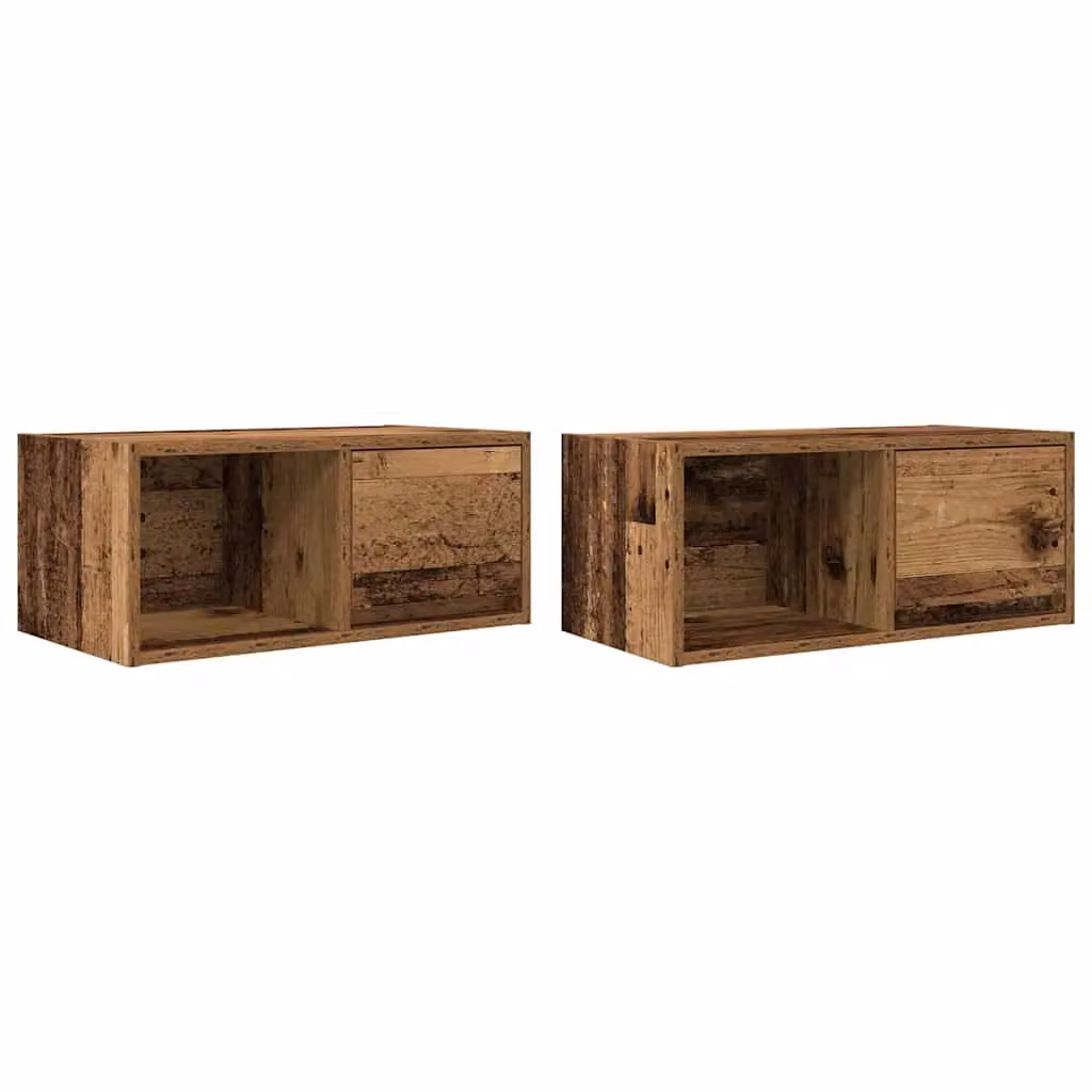 Berkfield Home Set of 2 Rustic Brown TV Cabinets in Engineered Wood, W: 60 cm, D: 31 cm, H: 25.5 cm – 2