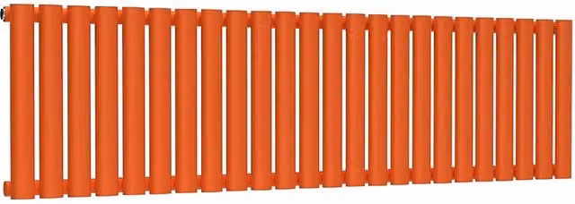 Lux Heat Oval Horizontal Radiator in Sunburst Orange, W: 144 cm, H: 40 cm, D: 7 cm