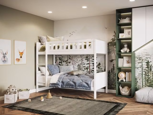 Flair Bea Two-Level Bunk Bed in White Solid Pine Wood, Size: 90 x 200 cm – 1