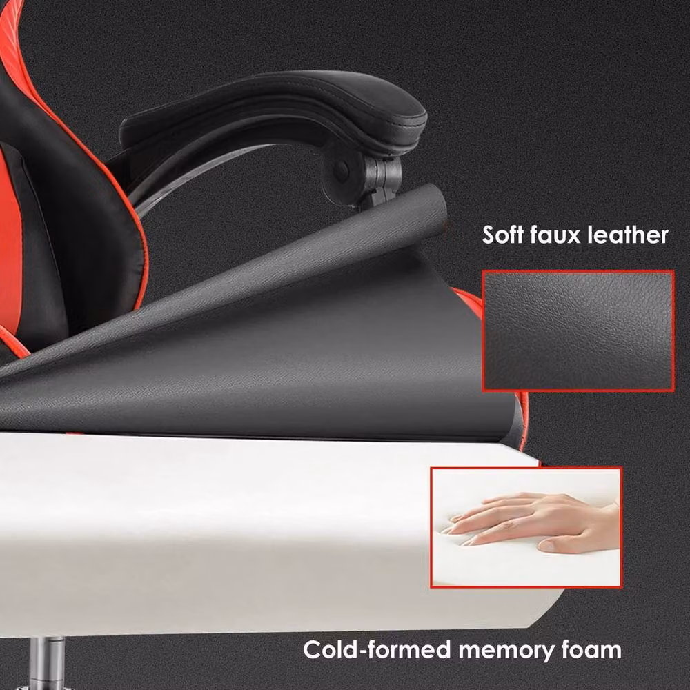 NESTLUNE Ergonomic Gaming Chair with Footrest and Headrest in Black – 3
