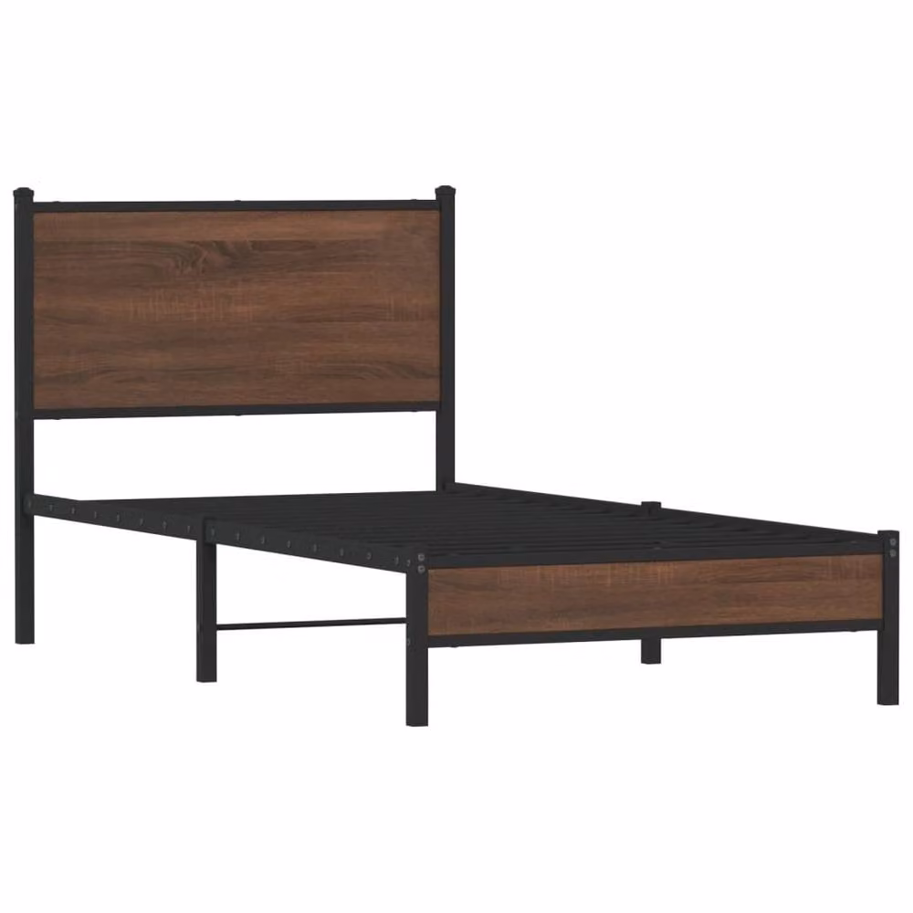 Berkfield Home Metal Bed Frame in Brown Oak, Small Single, W: 75 cm, L: 190 cm – 3