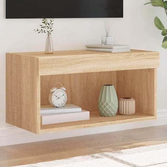 Berkfield Home TV Cabinet with LED Lights in Sonoma Oak Brown, W/D/H: 60 x 30 x 30 cm – 1